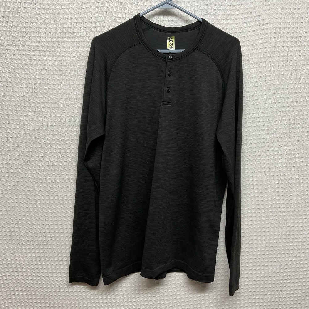 Lululemon Metal Vent Tech Henley Shirt 2.0 Long Sleeve Gray Men's Sz L WornOnce